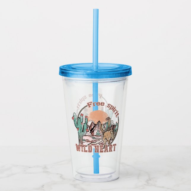 Free Spirit, Wild Heart Acrylic Tumbler (Front)