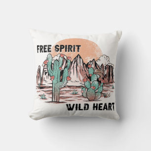 Free Spirit Wild Heart Illustration  Cushion