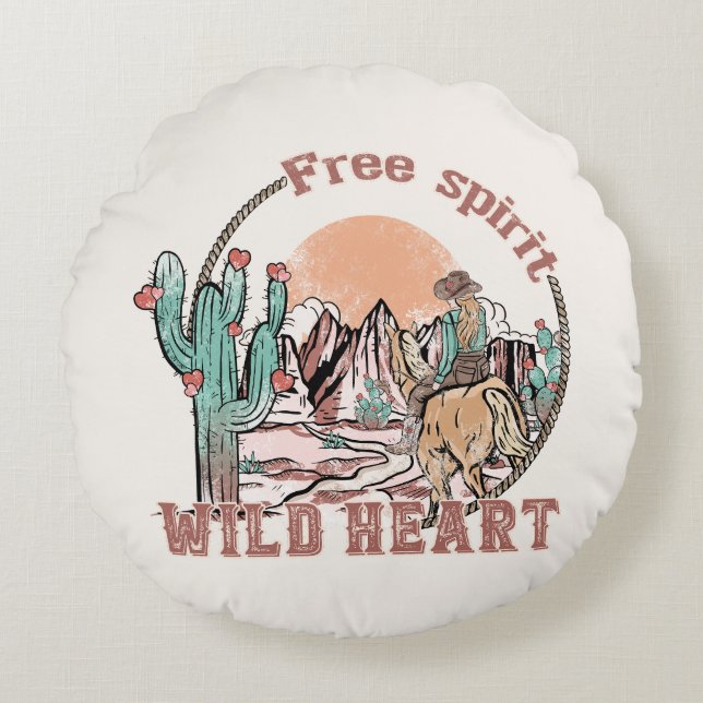 Free Spirit, Wild Heart Round Cushion (Front)