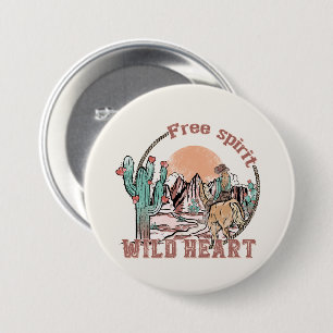 Free Spirit, Wild Heart   Western Country 7.5 Cm Round Badge
