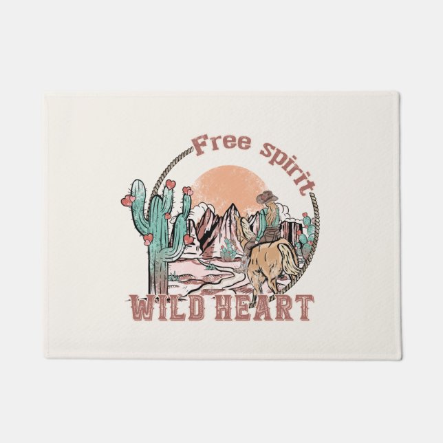 Free Spirit, Wild Heart | Western Country Doormat (Front)