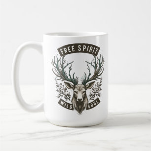 Free Spirit Wild Soul – Mystical Stag Nature Art Coffee Mug