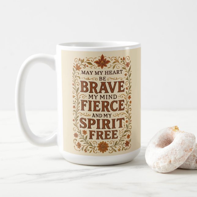 Free-Spirited Bohemian Affirmation Quote Art Coffee Mug (With Donut)