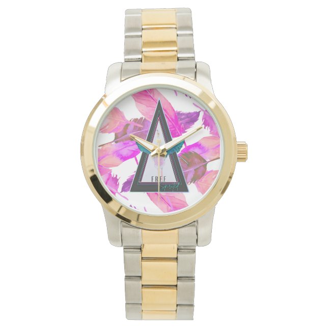 Free Spirited Flamingo Pnk Feathers eWatch Watch (Front)