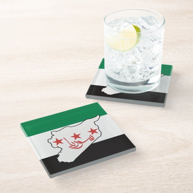 Free Syria سورية حرة Glass Coaster (Angled)
