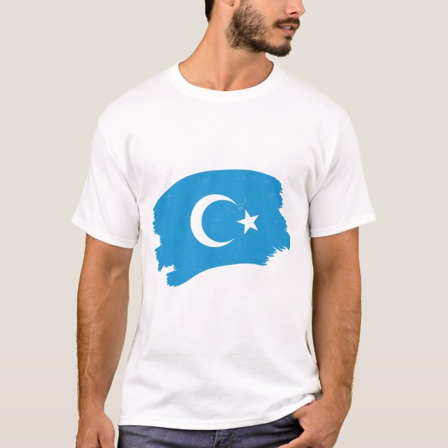 Free the Uyghurs - Save Uyghur Flag T-Shirt (Front)