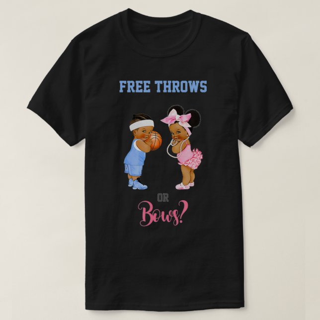 Free Throws or Bows Basketball Baby Gender Reveal  T-Shirt (Design Front)