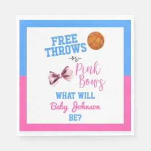 Free Throws or Pink Bows Basketball Gender Reveal Napkin