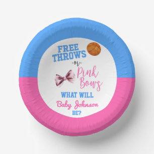 Free Throws or Pink Bows Basketball Gender Reveal Paper Plate