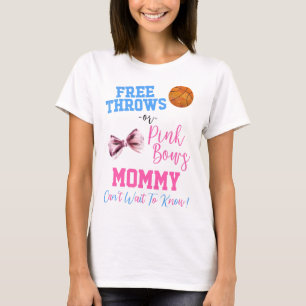 Free Throws or Pink Bows Basketball Gender Reveal T-Shirt