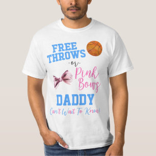 Free Throws or Pink Bows Basketball Gender Reveal T-Shirt