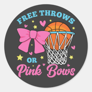 Free Throws or Pink Bows Classic Round Sticker