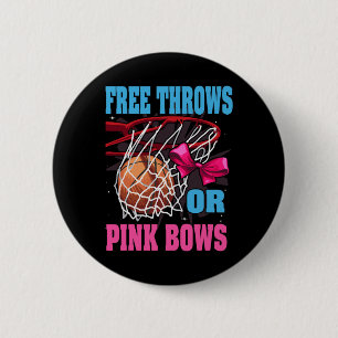 Free Throws Or Pink Bows  Gender Reveal Basketball 6 Cm Round Badge