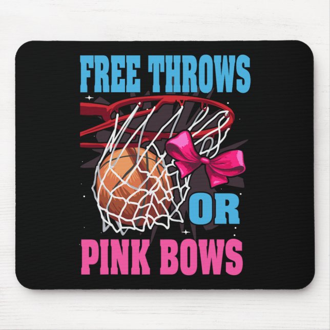 Free Throws Or Pink Bows  Gender Reveal Basketball Mouse Mat (Front)