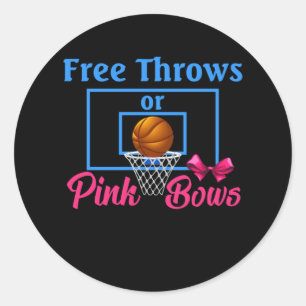 Free Throws or Pink Bows Gender Reveal Designs Classic Round Sticker