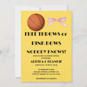 Free Throws or Pink Bows gender reveal party Invitation