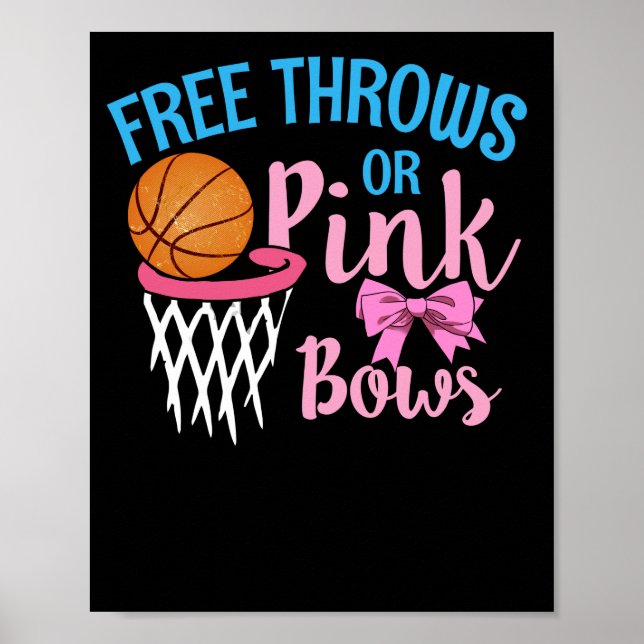 Free throws or Pink Bows Gender Reveal Poster (Front)