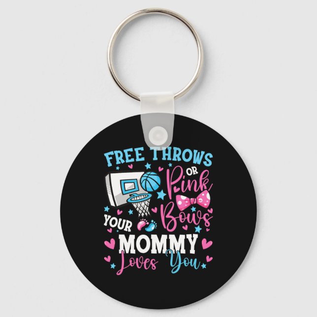 Free Throws or Pink Bows Mummy Loves You Cute Gend Key Ring (Front)