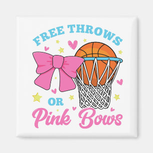 Free Throws or Pink Bows Square Magnet