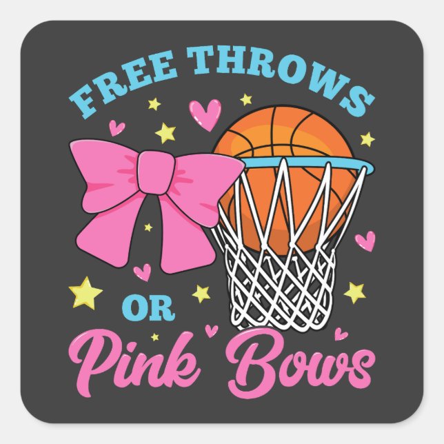 Free Throws or Pink Bows Square Sticker (Front)