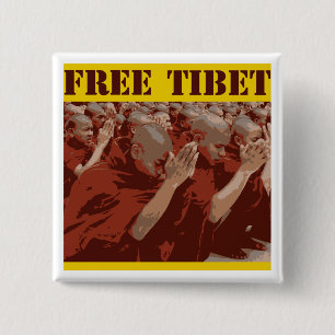 Free Tibet Buddhist Monks Button