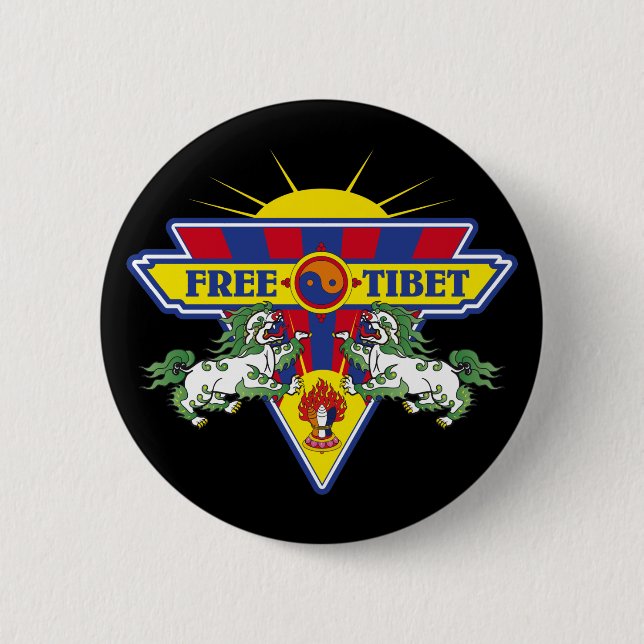 Free Tibet Flag Logo 6 Cm Round Badge (Front)