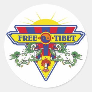 Free Tibet Flag Logo Classic Round Sticker
