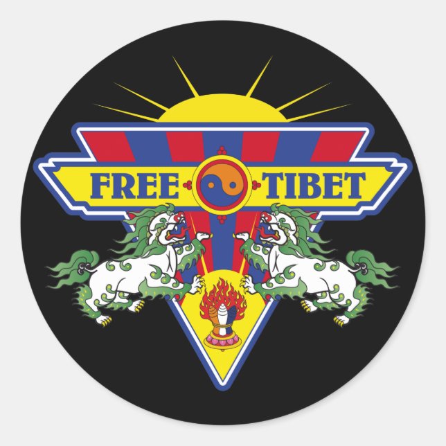 Free Tibet Flag Logo Classic Round Sticker (Front)