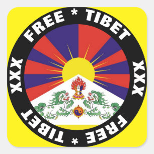 Free Tibet & Flag Square Sticker