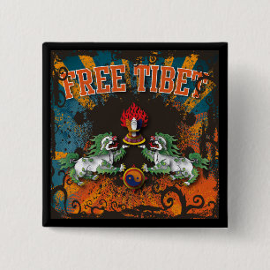 Free Tibet Grunge Art 15 Cm Square Badge