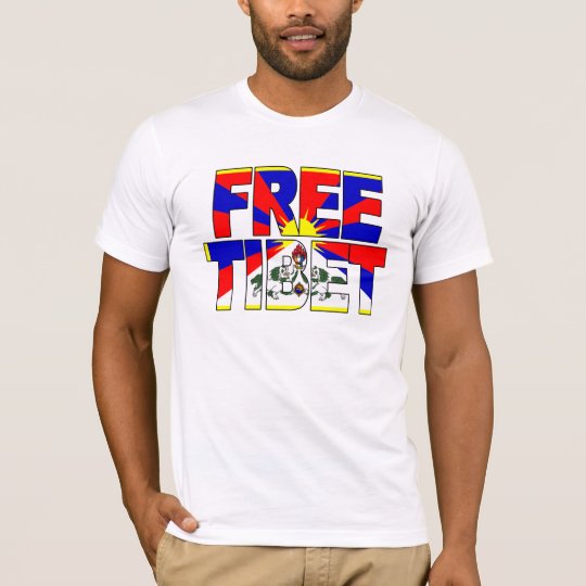 Free Tibet Letters Cut from Flag T-Shirt