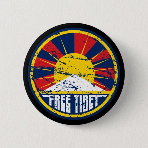 Image of Free Tibet Round Grunge 6 Cm Round Badge