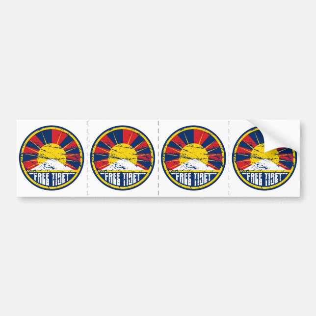 Free Tibet Round Grunge Bumper Sticker (Front)