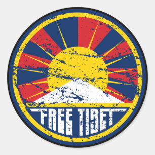 Free Tibet Round Grunge Classic Round Sticker