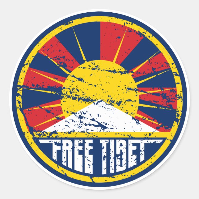Free Tibet Round Grunge Classic Round Sticker (Front)