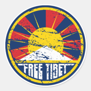 Free Tibet Round Grunge Classic Round Sticker