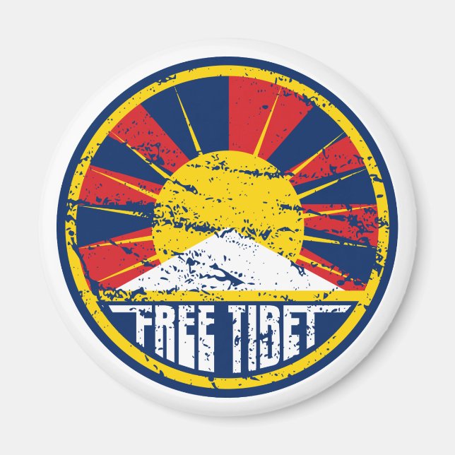 Free Tibet Round Grunge Magnet (Front)