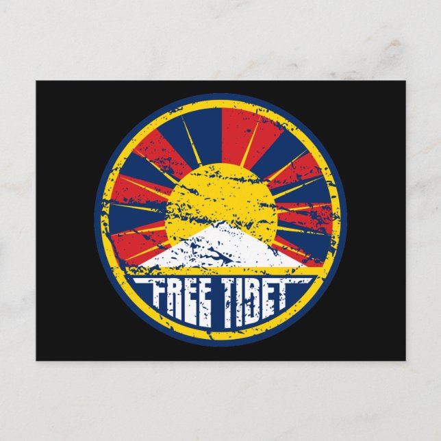 Free Tibet Round Grunge Postcard (Front)