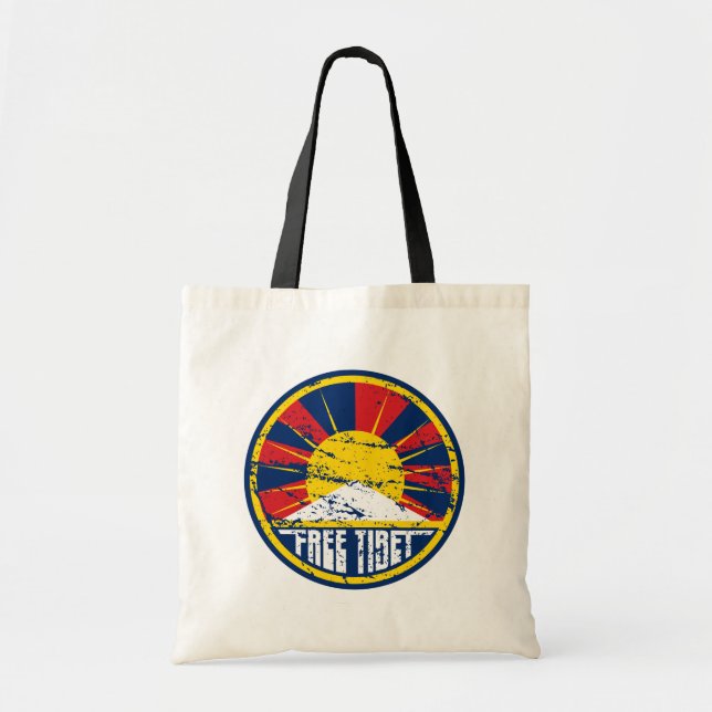 Free Tibet Round Grunge Tote Bag (Front)