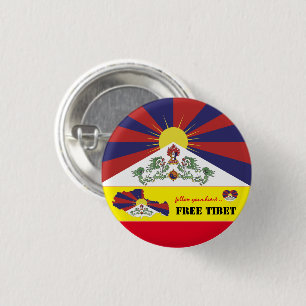 Free Tibet & Tibetan Flag, Map, Heart /Tibet 3 Cm Round Badge