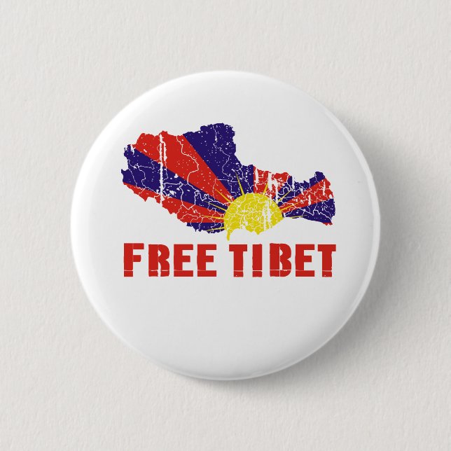 FREE TIBET / TIBETAN FREEDOM 6 CM ROUND BADGE (Front)