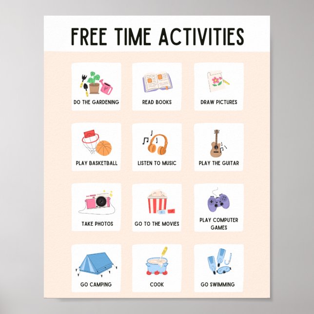 Free Time Activities School Education Learning Poster (Front)