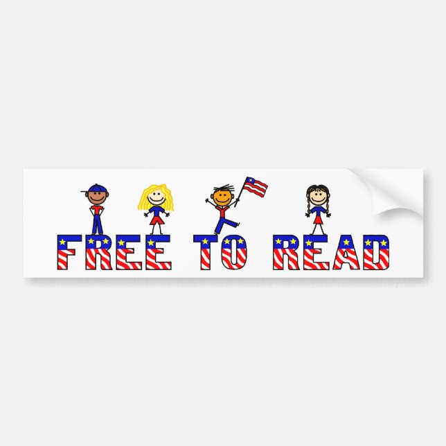 Free to Read w Stick Kids Bumper Sticker (Front)