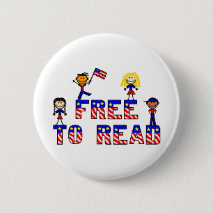 Free to Read w Stick Kids Buttons,2 shapes,6 sizes 6 Cm Round Badge
