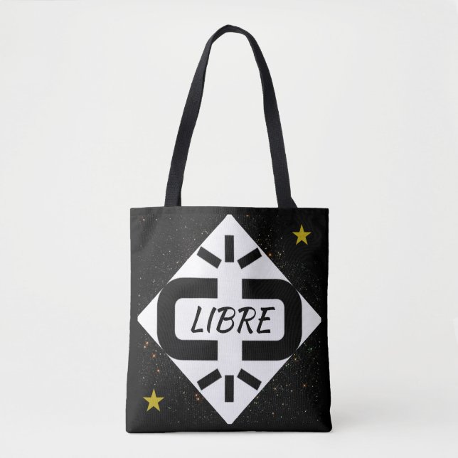 “FREE” TOTE BAG Design black and spangled white (Front)