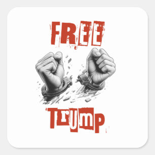Free Trump - Handcuffs Square Sticker