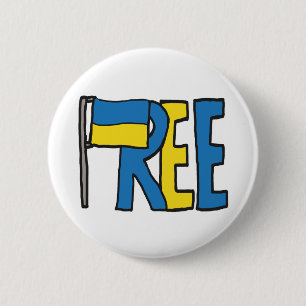 Free Ukraine 6 Cm Round Badge