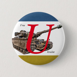 Free Ukraine 6 Cm Round Badge