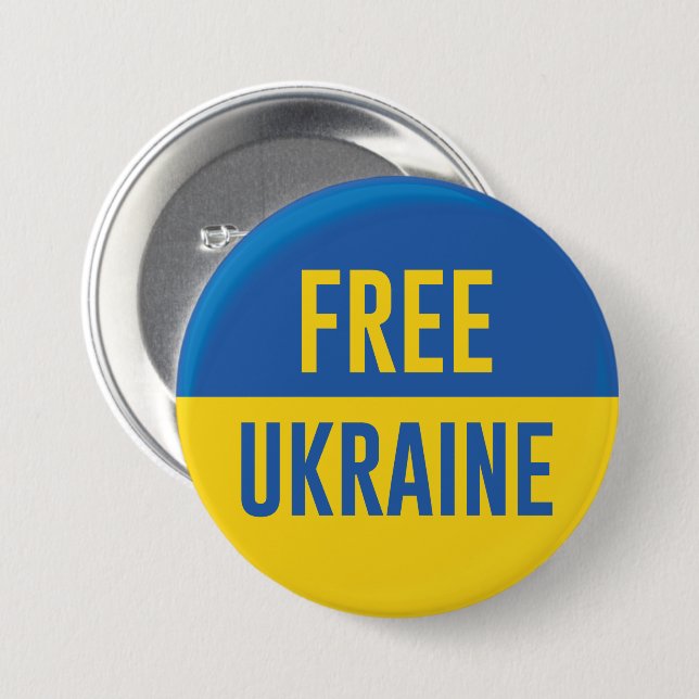 Free Ukraine 7.5 Cm Round Badge (Front & Back)