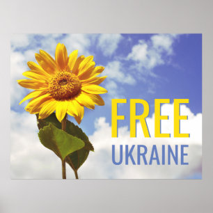 Free Ukraine Blue Yellow Sunflower Peace Poster
